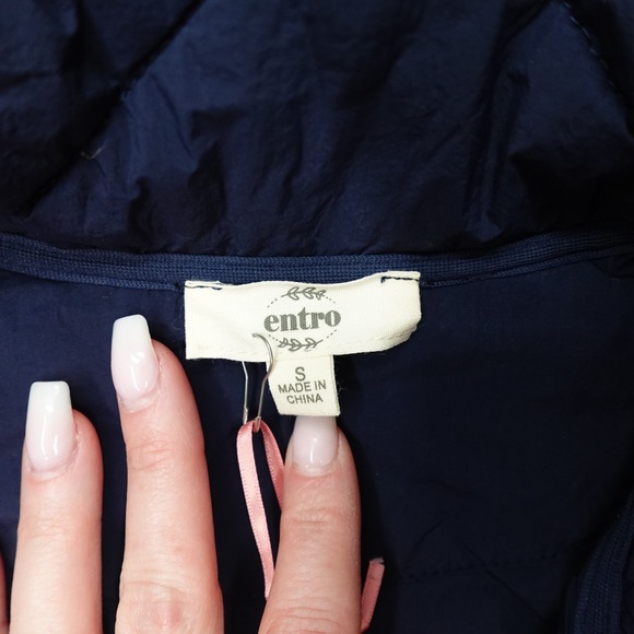 Entro Quilted Vest Eloise Scalloped Hem Women Size S Dark Navy New - Picture 6 of 11
